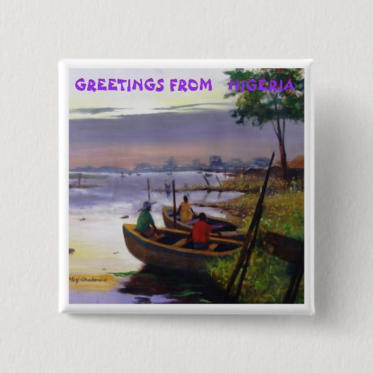 MOJI A OKUBULE ART WORK 2011 VIERKANTE BUTTON 5,1 CM (Voorkant)