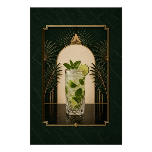 Mojito Art Deco Poster | Bar Kunst (Voorkant)