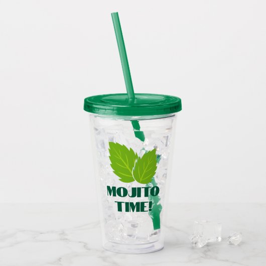 Mojito Cocktail Acryl Drinkglas met munt Drinkbeker (Voorkant ijs)