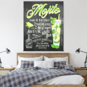 Mojito Cocktail Chalkboard Recipe Canvas Afdruk (Insitu (Slaapkamer))