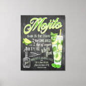 Mojito Cocktail Chalkboard Recipe Canvas Afdruk (Voorkant)