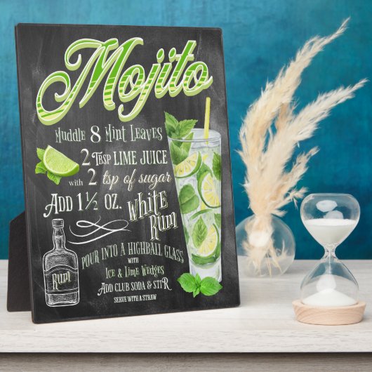 Mojito Cocktail Chalkboard Recipe Fotoplaat (Zijkant)