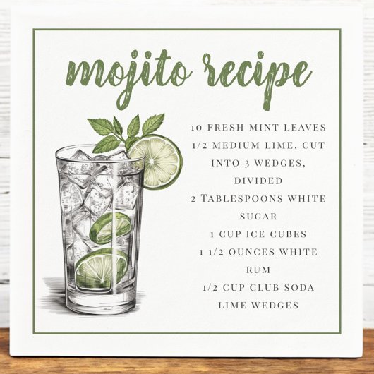 Mojito Cocktail Drank Recept / Zomerfeest Servet