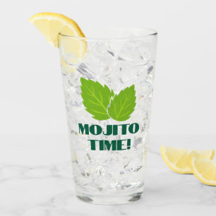 Mojito Cocktail Glas met mintblad logo