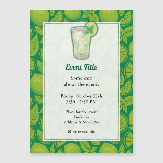 Mojito Cocktail Magnetische uitnodiging (Voorkant)