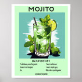 Mojito Cocktail Poster  Bar Wall Art Print (Voorkant)