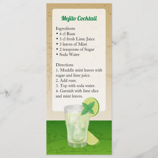 Mojito Cocktail Recipe Kaart (Voorkant)