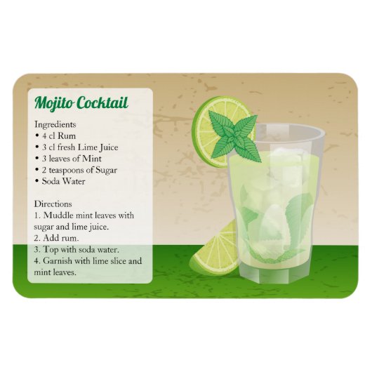 Mojito Cocktail Recipe Magneet (Horizontaal)