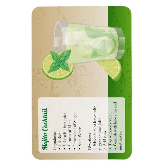 Mojito Cocktail Recipe Magneet (Verticaal)