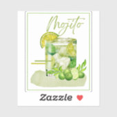 Mojito Cocktail Watercolor Kunst Sticker (Vel)