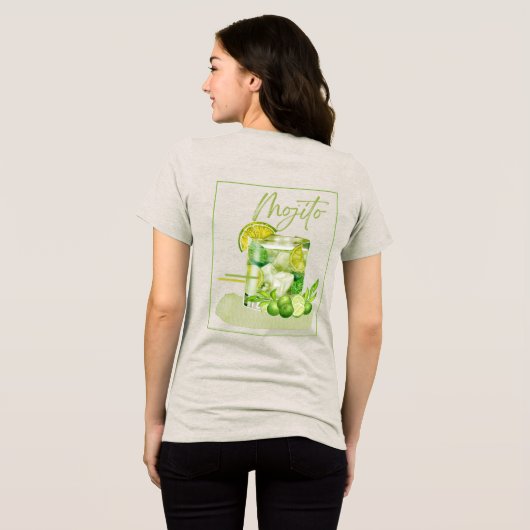 Mojito Cocktail Watercolor Kunst Tri-Blend Shirt (Achterkant volledig)