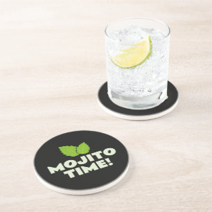 Mojito cocktailparty onderzetters met mintbladlogo