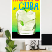 Mojito de Cuba vintage-poster Poster (Thuiskantoor)