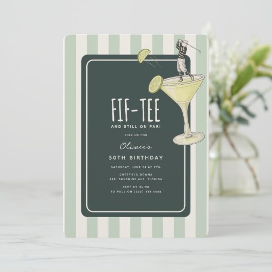 Mojito Golf Themed 50th Birthday Kaart (Staand voorkant)