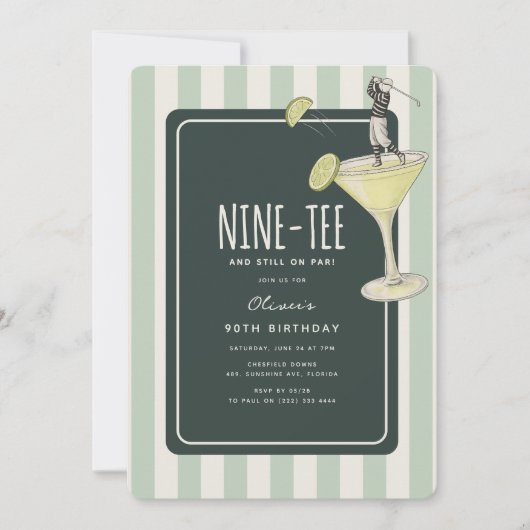 Mojito Golf Themed 90th Birthday Kaart (Voorkant)