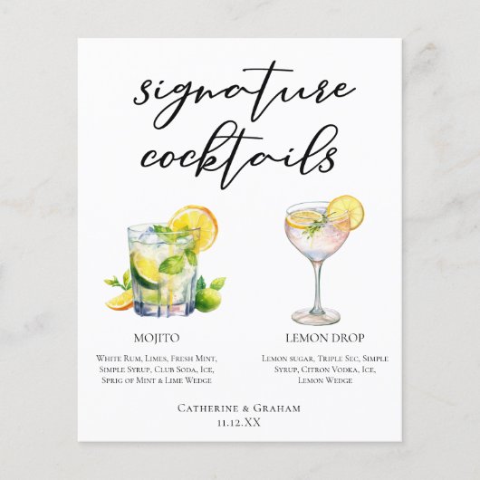 Mojito Lemon Drop Summer Signature Cocktails Menu (Voorkant)