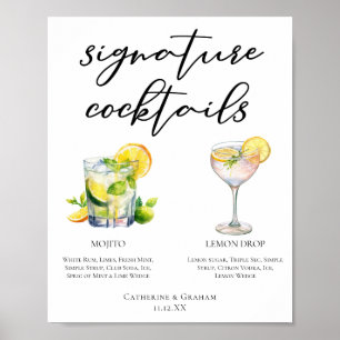 Mojito Lemon Drop Zomer Signature Cocktails Menu Poster