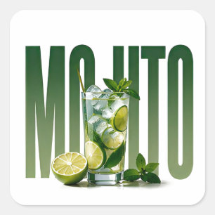 Mojito Luxe Cocktaileditoriaal Grafisch Vierkante Sticker