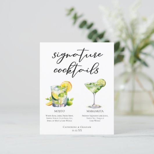 Mojito Margarita Signature Cocktails Trouwmenu (Staand voorkant)