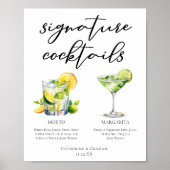 Mojito Margarita Signature Cocktails Trouwmenu Poster (Voorkant)