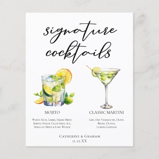 Mojito Martini Wedding Signature Cocktails Menu (Voorkant)