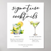 Mojito Martini Wedding Signature Cocktails Menu Poster (Voorkant)