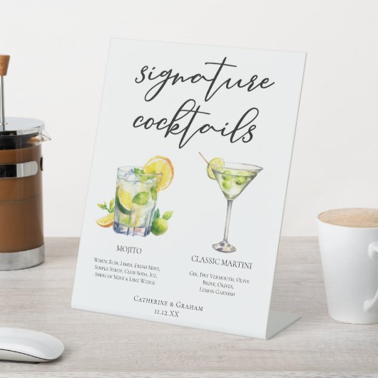 Mojito Martini Wedding Signature Cocktails Menu Reclamebord Met Voetstuk (Insitu)