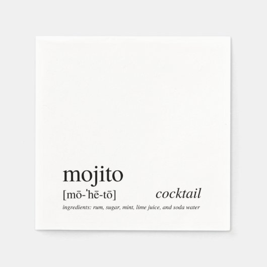 Mojito Modern Quote Black Typography Cocktail Servet (Voorkant)