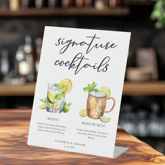 Mojito Moscow Mule Signature Cocktails Menu Reclamebord Met Voetstuk
