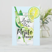 Mojito Nacht Mint Lime Lichtblauw Kaart (Staand voorkant)