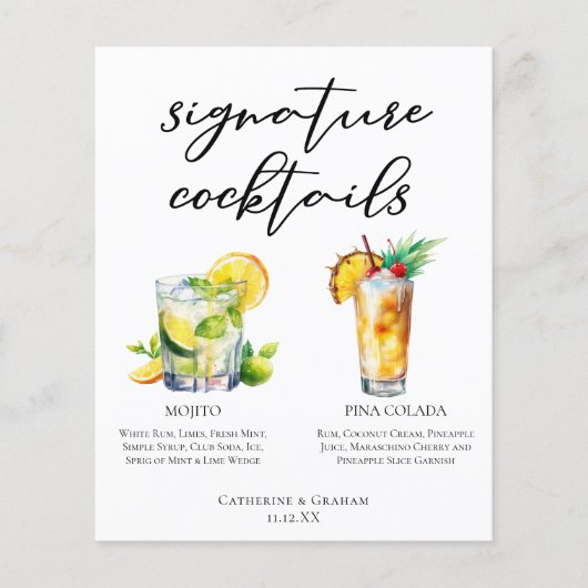Mojito Piña Colada Signature Cocktails Menu (Voorkant)