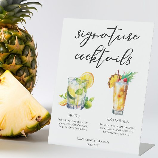 Mojito Piña Colada Signature Cocktails Menu Reclamebord Met Voetstuk