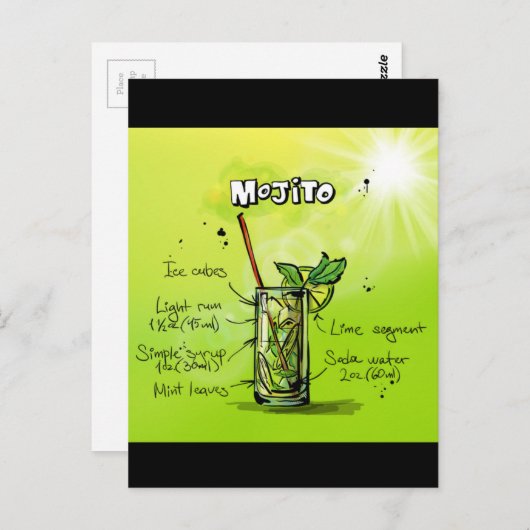 Mojito Recept Briefkaart (Voorkant / Achterkant)