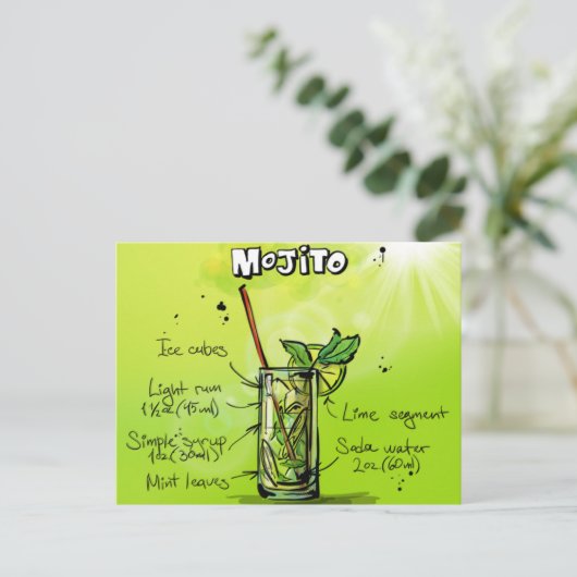 Mojito Recept Briefkaart (Staand voorkant)