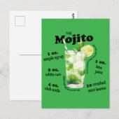 Mojito Recept Cocktail Bar Art Briefkaart (Voorkant / Achterkant)