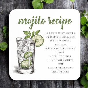 Mojito Recept / Geïllustreerde Cocktail Drank Bier Onderzetter