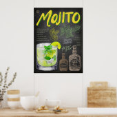 Mojito Recept Krijtbord Cocktail Art Poster (Keuken)