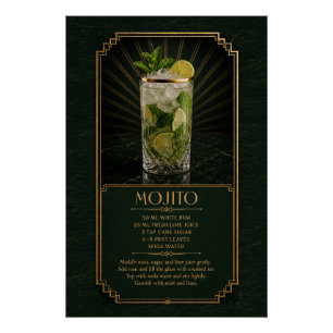 Mojito Recept Poster Bar Kunst