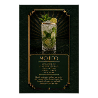 Mojito Recept Poster | Bar Kunst