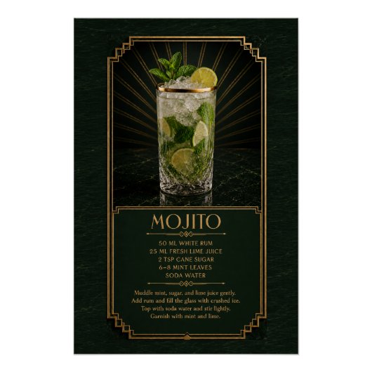 Mojito Recept Poster | Bar Kunst (Voorkant)