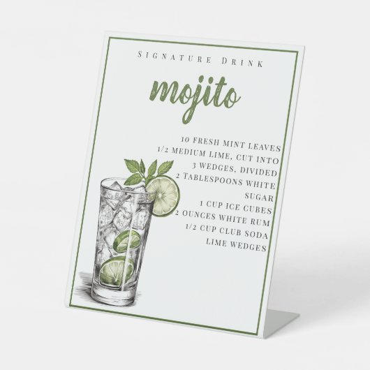 Mojito Recept Signature Drink Reclamebord Met Voetstuk (Voorkant)