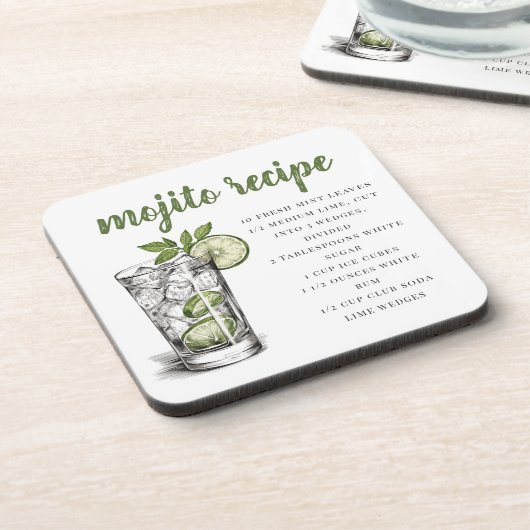 Mojito Recipe Bier Onderzetter (Linkerzijde)