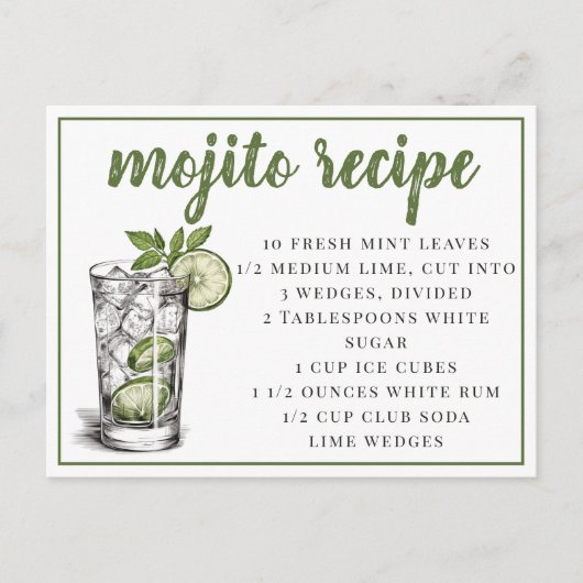 Mojito Recipe Briefkaart (Voorkant)