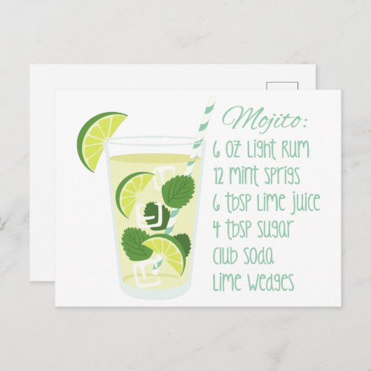 Mojito Recipe Briefkaart (Voorkant / Achterkant)