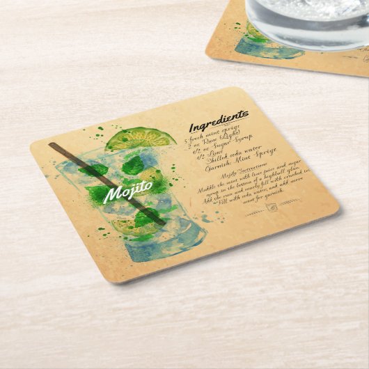 Mojito Recipe Paper Onderzetter (Schuin)