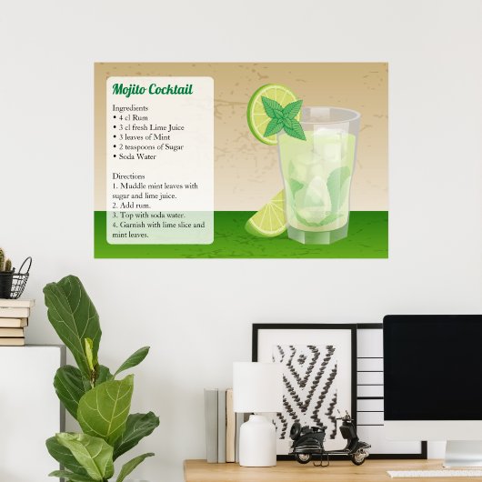 Mojito Recipe Poster (Thuiskantoor)