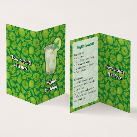 Mojito Recipe Visitekaartje (Binnen en buitenkant)