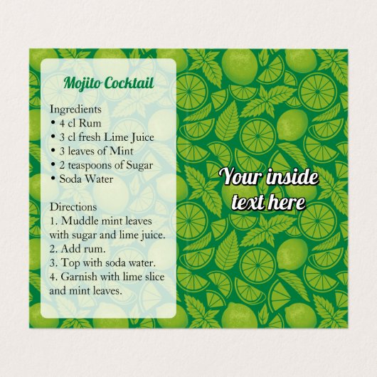 Mojito Recipe Visitekaartje (Binnenkant ongevouwen)