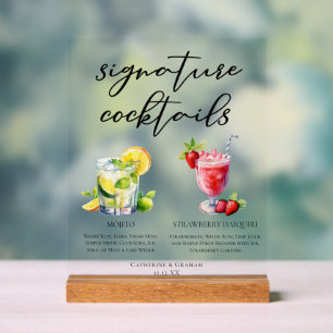 Mojito Strawberry Daiquiri Signature Cocktails Acryl Bord