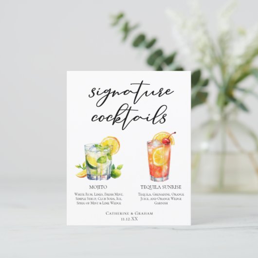 Mojito Tequila Sunrise Wedding Cocktails Menu (Staand voorkant)